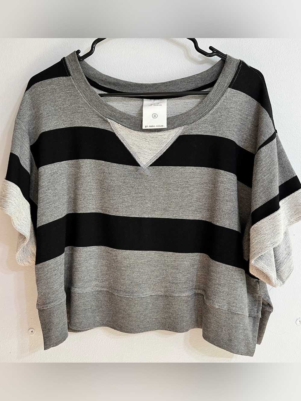 NWOT Boxy Striped Sweatshirt in Black and Gray - Women’s